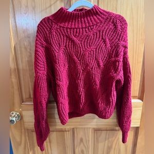 American Eagle Red Cable Knit Sweater